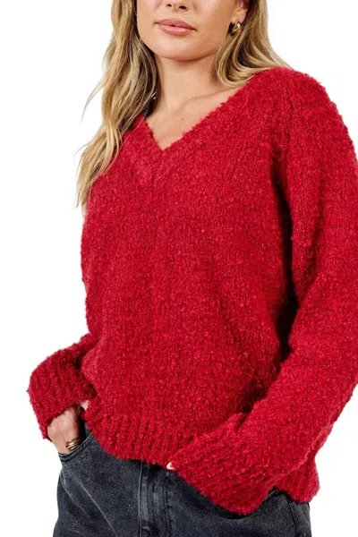 Sadie & Sage Limelight V Neck Sweater In Red In Red