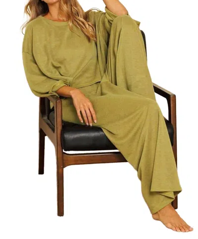 Ces Femme Wide Leg Pants With Cropped Top Set In Kiwi In Multi