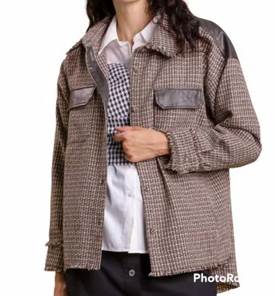 Umgee Tweed Collared Jacket In Tan In Multi