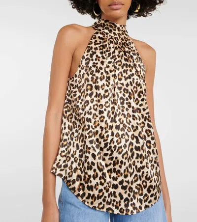 Veronica Beard Tanisha Top In Leopard Sand In Multi