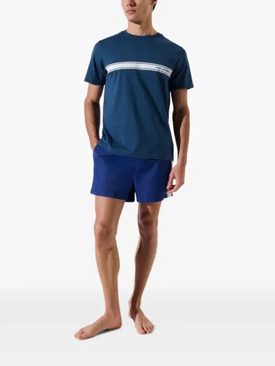 Karl Lagerfeld Blue Crewneck Striped Logo T-shirt