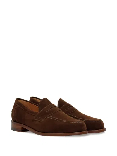 Sanders Aldwych Suede Penny Loafers In Multi