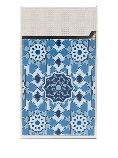 St Dupont Patterned Lighter In Blue