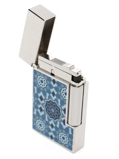 St Dupont Patterned Lighter In Blue