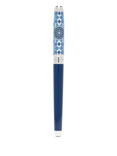 St Dupont Patterned Rollerball Pen In Blue