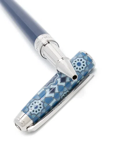 St Dupont Patterned Rollerball Pen In Blue