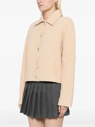 Barrie Suede Effect Jacket In Beige Canvas In Neutrals