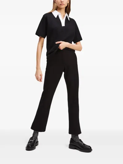 Karl Lagerfeld Logo-print Organic-cotton Polo Shirt In Black