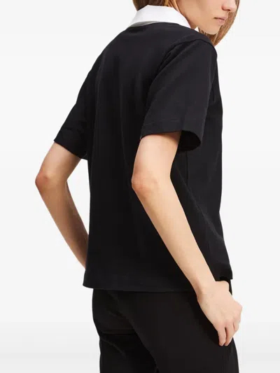 Karl Lagerfeld Logo-print Organic-cotton Polo Shirt In Black