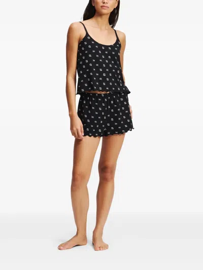 Karl Lagerfeld Ikon All-over-print Pajama Set In Black