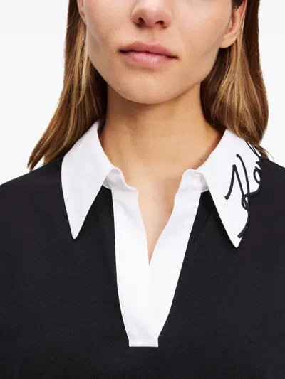 Karl Lagerfeld Logo-print Organic-cotton Polo Shirt In Black