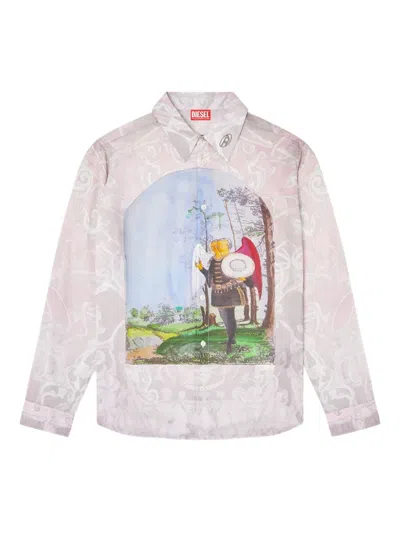Diesel S-simply-a-ajfw Graphic-printed Shirt In Pink