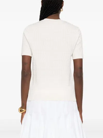 Fendi Ff Cotton And Viscose Short Sleeved Jumper In White
