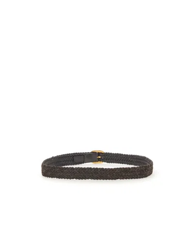Tom Ford Woven Leather Belt In Brown