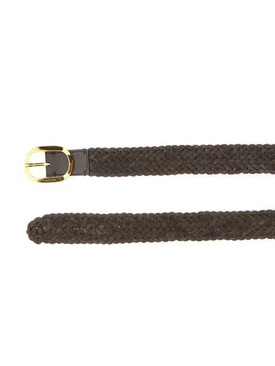 Tom Ford Woven Leather Belt In Brown
