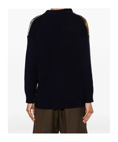 Plan C Argyle Pattern Knit Cardigan With V Neck In Black/multicolor