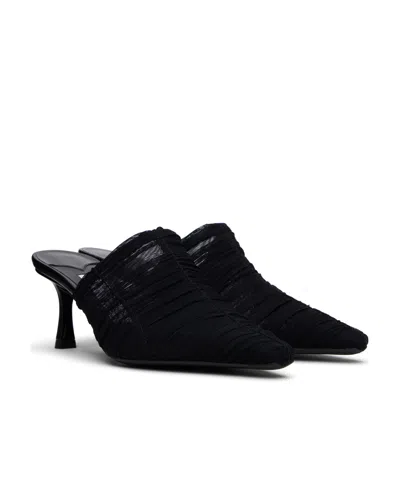 Jimmy Choo Lotta 65 Ruched Tulle Mules In Black