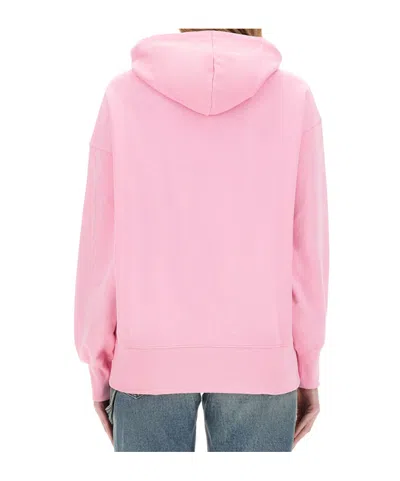 Msgm Hooded Sweatshirt With Drawstring And Ribbed Finish In Pink