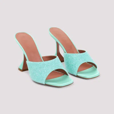 Amina Muaddi Satin Open-toe Sandals With Crystal Embellishments In Blue