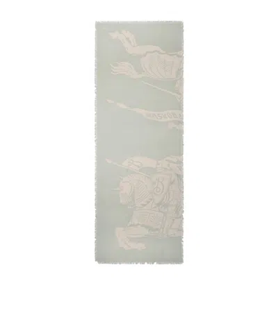 Burberry Wide Ekd Wool Scarf In White