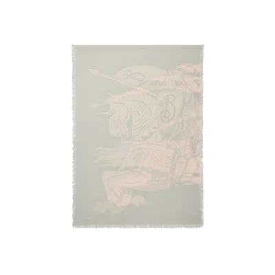 Burberry Wide Ekd Wool Scarf In White