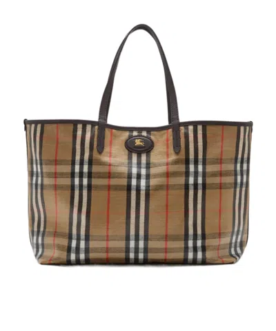 Burberry Medium Tote Bag Highlands Rectangular Check In Brown