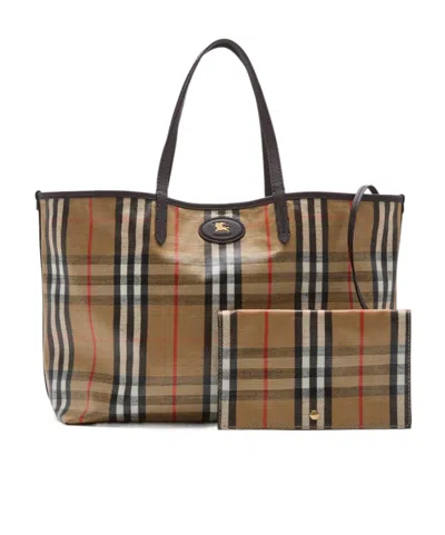 Burberry Medium Tote Bag Highlands Rectangular Check In Brown