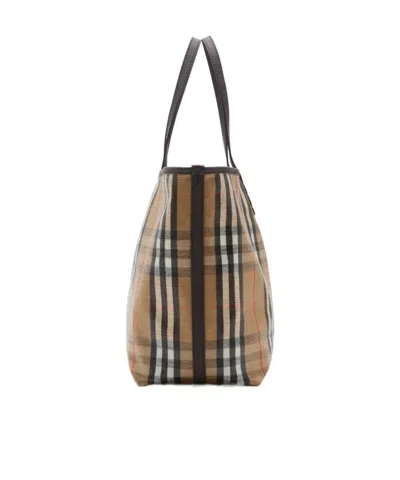 Burberry Medium Tote Bag Highlands Rectangular Check In Brown