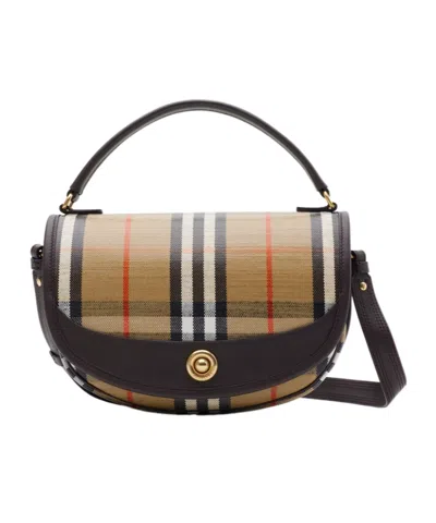 Burberry Women Highlands Crossbody Bag With Check Motif In Multi