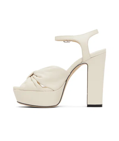 Jimmy Choo Heloise 120 Bow-embellished Lizard-effect Leather Platform Sandals In Latte