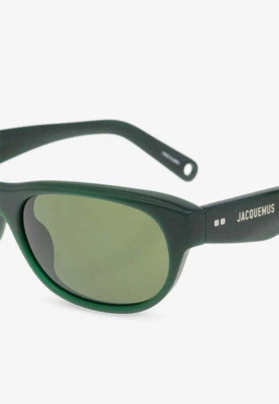 Jacquemus Sole Rectangular Sunglasses In Green