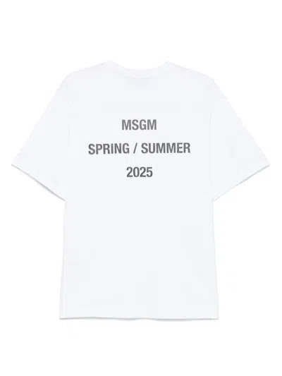 Msgm Printed Crew Neck T-shirt In White