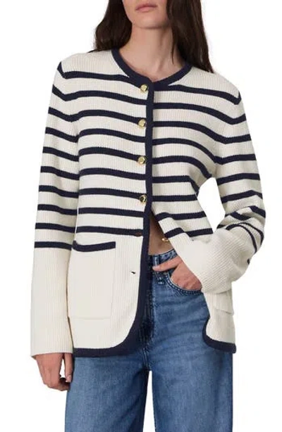 Rag & Bone Nancy Long Stripe Cardigan Ivory In Ivory