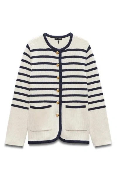 Rag & Bone Nancy Long Stripe Cardigan Ivory In Ivory