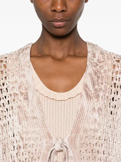 Blumarine Open-knit Cardigan In Neutrals