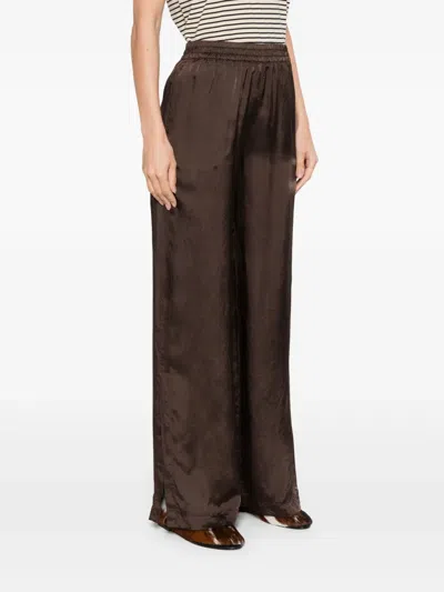 Aspesi Satin Trousers In Brown