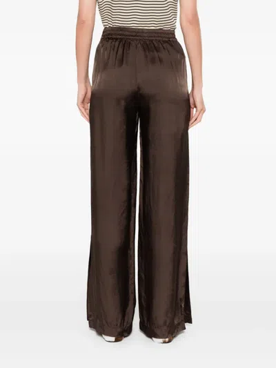 Aspesi Satin Trousers In Brown