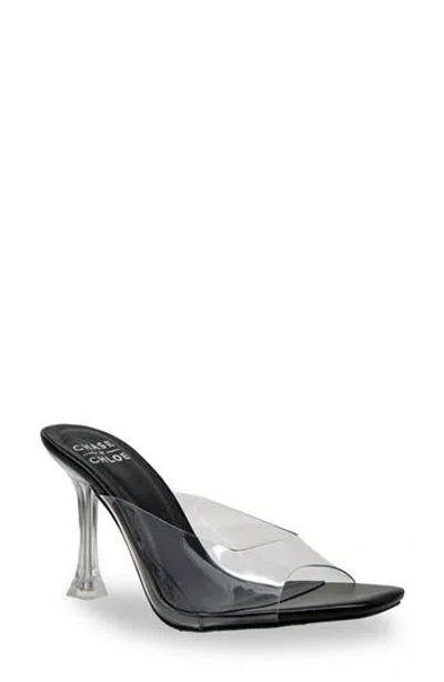 Chase & Chloe Chase And Chloe Echo Square Toe Sandal In Clear Black Pu