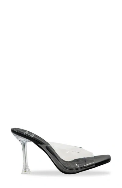 Chase & Chloe Chase And Chloe Echo Square Toe Sandal In Clear Black Pu