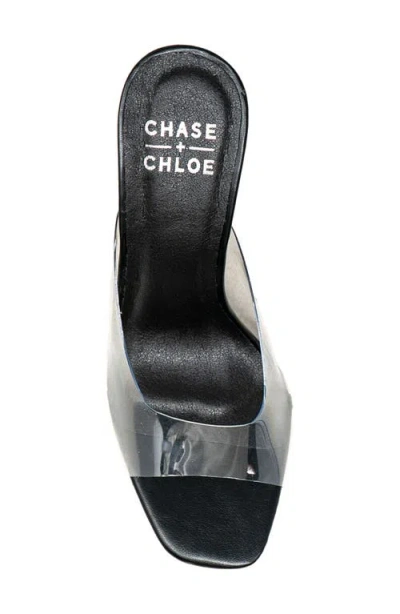 Chase & Chloe Chase And Chloe Echo Square Toe Sandal In Clear Black Pu