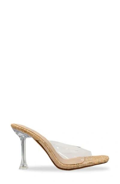 Chase & Chloe Chase And Chloe Echo Square Toe Sandal In Clear Beige Woven