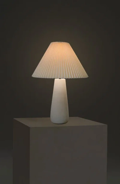 Brightech Gwen 25' Led Modern Table Lamp With Cream Pleated Fabric Shade And Weighted Base In Cream