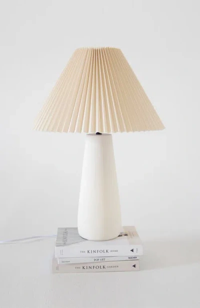 Brightech Gwen 25' Led Modern Table Lamp With Cream Pleated Fabric Shade And Weighted Base In Cream