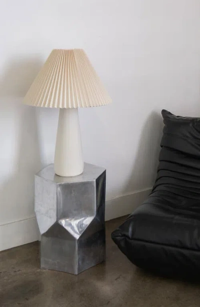 Brightech Gwen 25' Led Modern Table Lamp With Cream Pleated Fabric Shade And Weighted Base In Cream