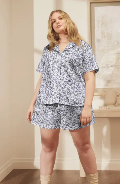 Boll & Branch Signature Garden Print Sleep Shorts In Bay