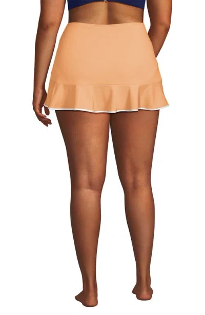 Lands' End Plus Size Pique Ruffle Hem Mini Swim Skirt In Orange