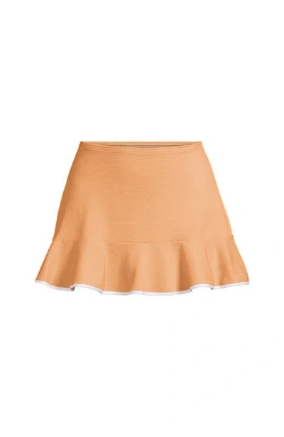 Lands' End Plus Size Pique Ruffle Hem Mini Swim Skirt In Orange