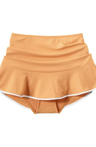Lands' End Plus Size Pique Ruffle Hem Mini Swim Skirt In Orange