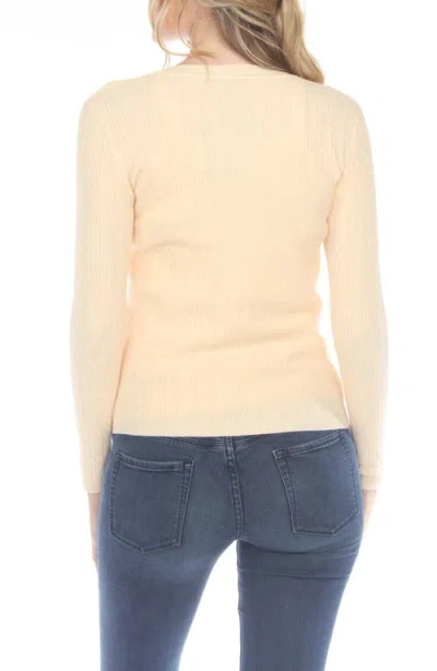 Rain And Rose Crewneck Button-up Knit Top In Beige