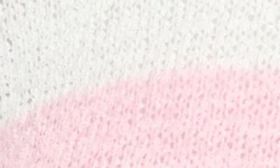 Rain And Rose Stripe V-neck Long Sleeve Openwork Knit Top In Multi